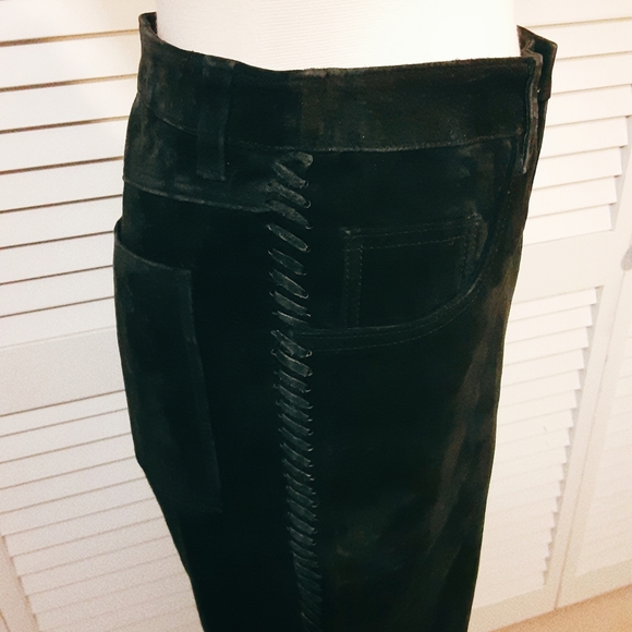 100% Leather Lightweight Suede by Chicos with Leather Braiding Down the Sides - Picture 6 of 16